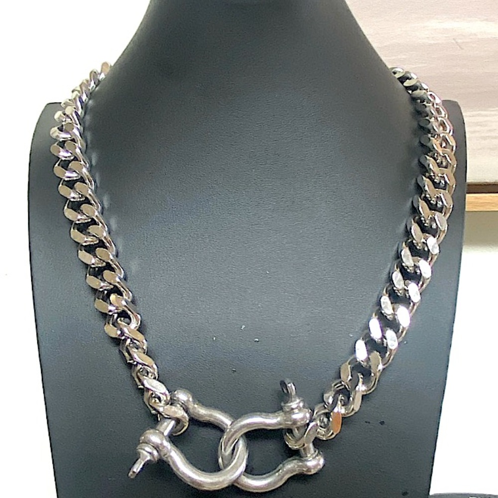 Stainless Steel HorseBit Necklace Thick Cuban Chain Link